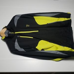 Antigua Large Neon Yellow Black Gray Men’s 1/2 Zip Pullover Jacket EUC